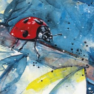 Ladybug Print in Mat from original painting by Kathy Morton Stanion - Ladybug 2